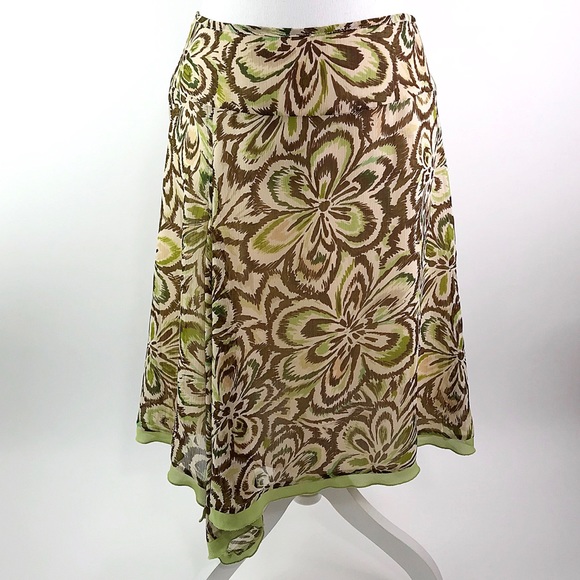 Worthington Petite Floral Skirt Asymmetrical Front - Picture 1 of 6